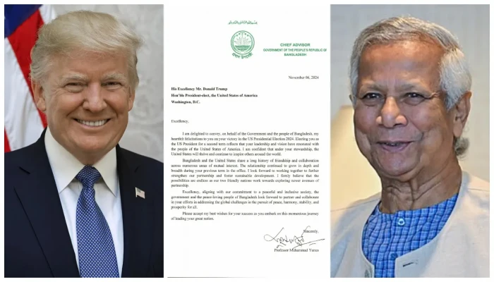 যুক্তরাষ্ট্রের ৪৭তম প্রেসিডেন্ট নির্বাচিত হওয়ায় ডোনাল্ড ট্রাম্পকে শুভেচ্ছা জানিয়েছেন অন্তর্বর্তী সরকারের প্রধান উপদেষ্টা অধ্যাপক মুহাম্মদ ইউনূস।