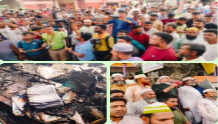 পাবনায় জামায়াত অফিসে   অগ্নিসংযোগ, কোরআন হাদিস পুড়ে ভস্মীভূত