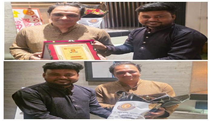 ইঞ্জিনিয়ার জুয়েল দাস কে টেলিভিশন জার্নালিষ্ট ক্লাবের পক্ষ থেকে বিশেষ সম্মাননা প্রদান।